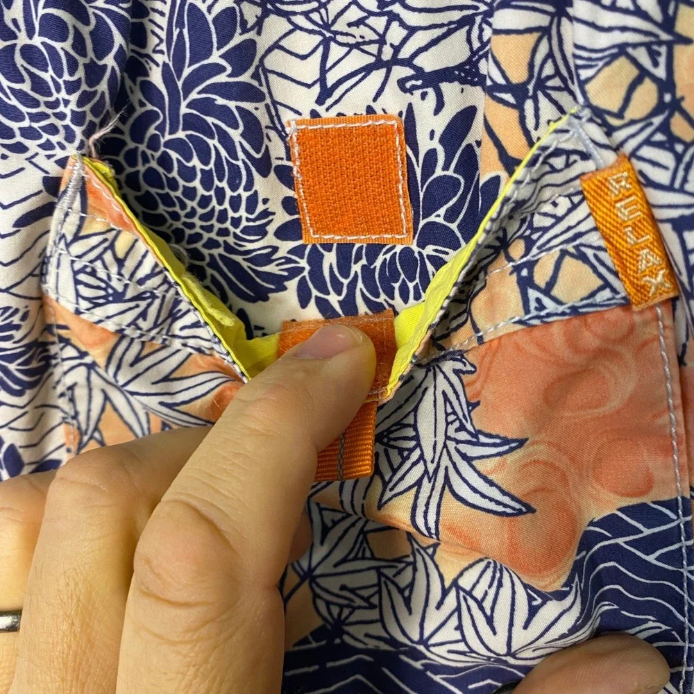 Tommy Bahama Relax Mens XXL Orange Navy Blue Floral Tropical‎ Swim Trunks Shorts